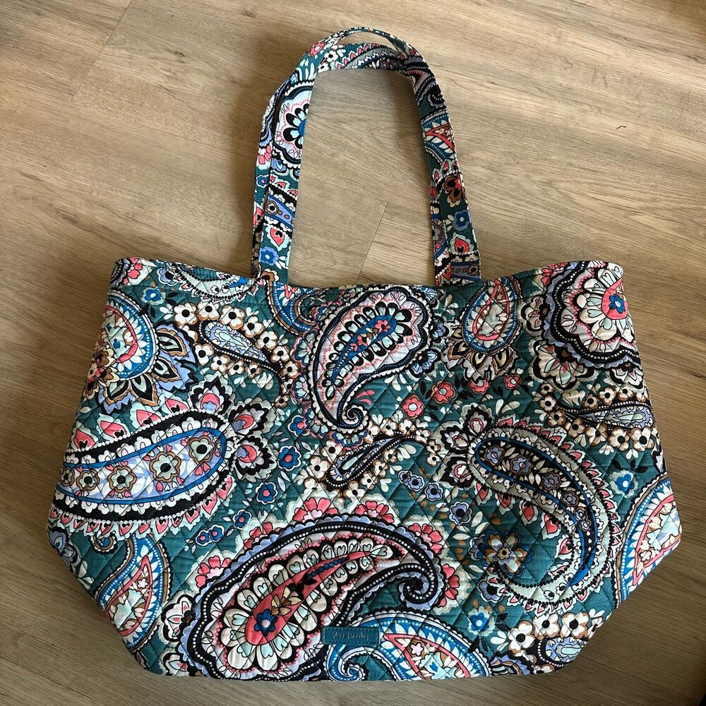 Vera Bradley Grand Tote Quilted Cotton Bag Haymarket Paisley Jewel